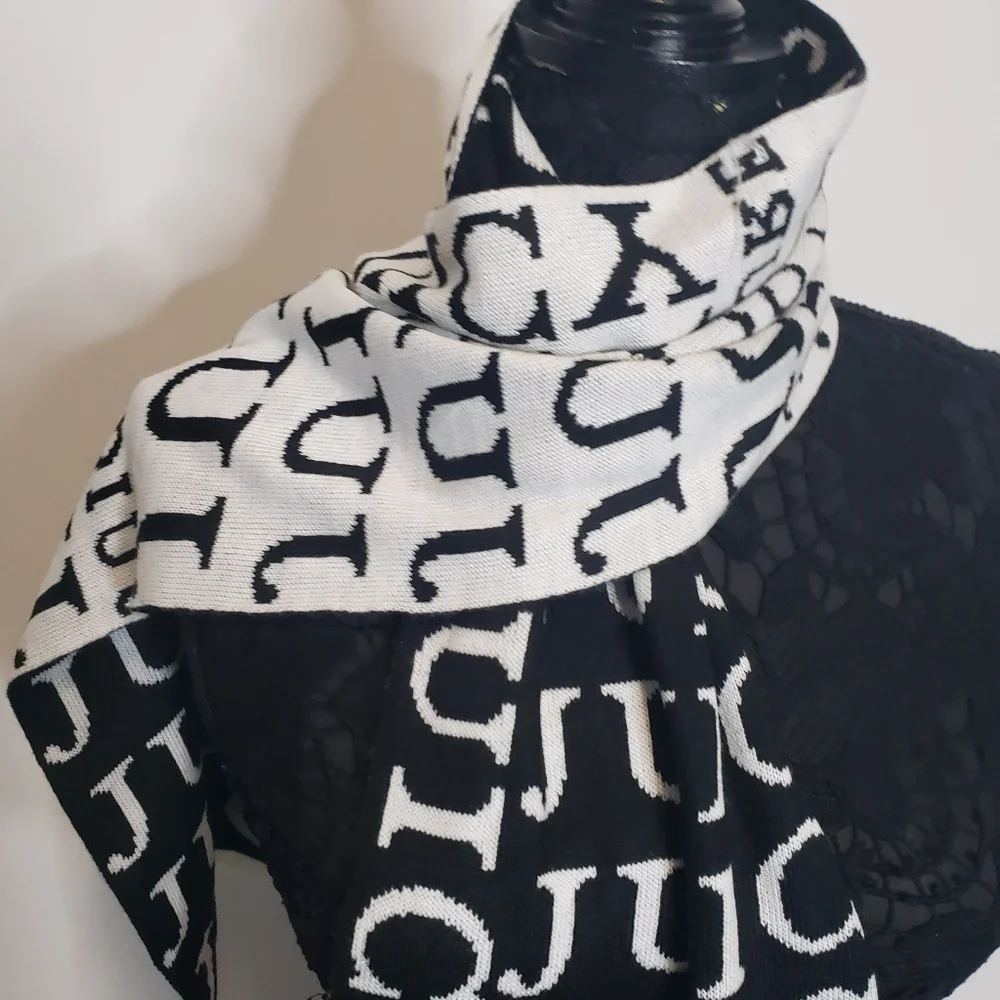 Juicy‎ Couture Women's Black /White Jersey Knit Scarf